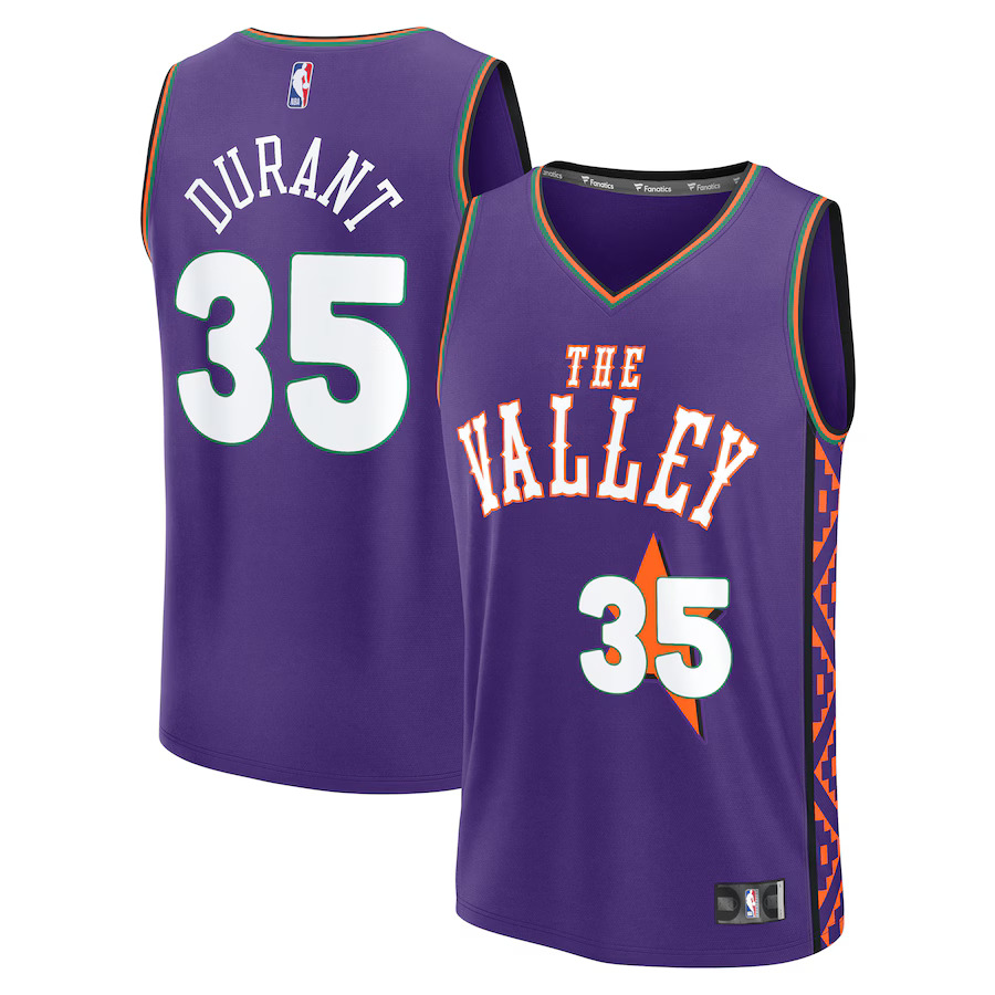 Men Phoenix Suns #35 Kevin Durant Fanatics Purple City Edition 2024-25 Fast Break Player NBA Jersey->->NBA Jersey